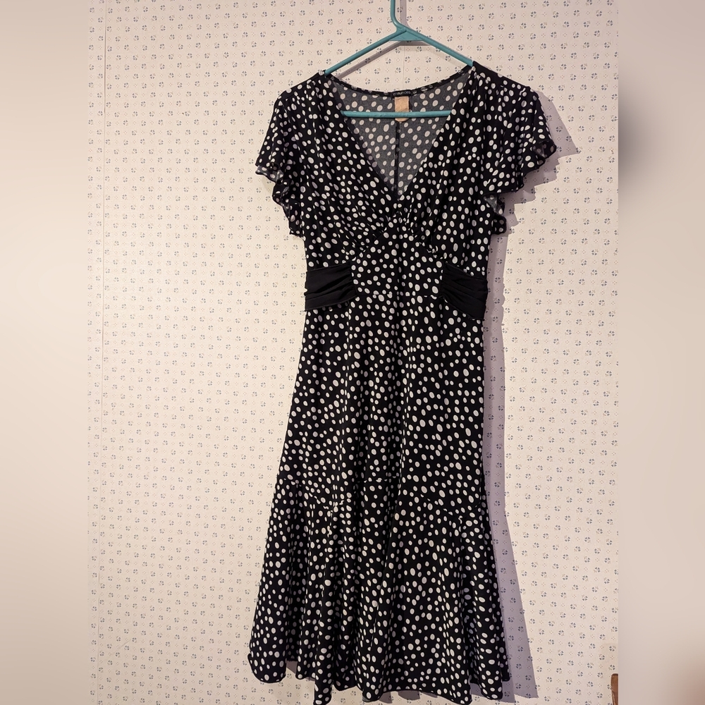 Maurices Polka Dot Dress S Babydoll Bell Sleeves Swing Dance Rockabilly
